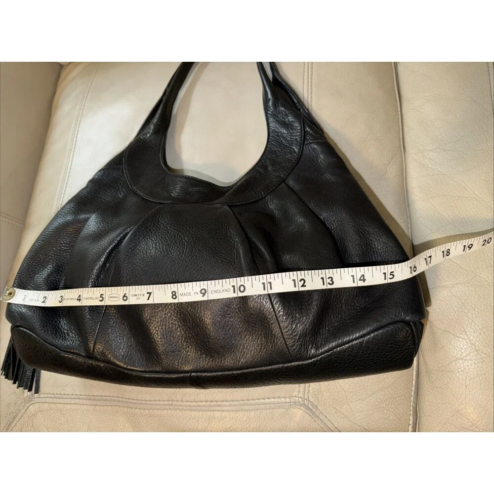 Sigrid Olsen Hobo Shoulder Leather Bag Black Tassel
